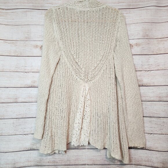 Anthropologie Sirretta Cardigan With Lace Trim Knitted & Knotted Women's Size L - Picture 13 of 16